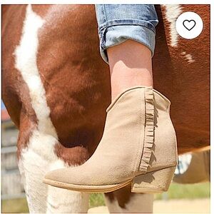 Ariat Tan Ankle Boots with Fringe Detail